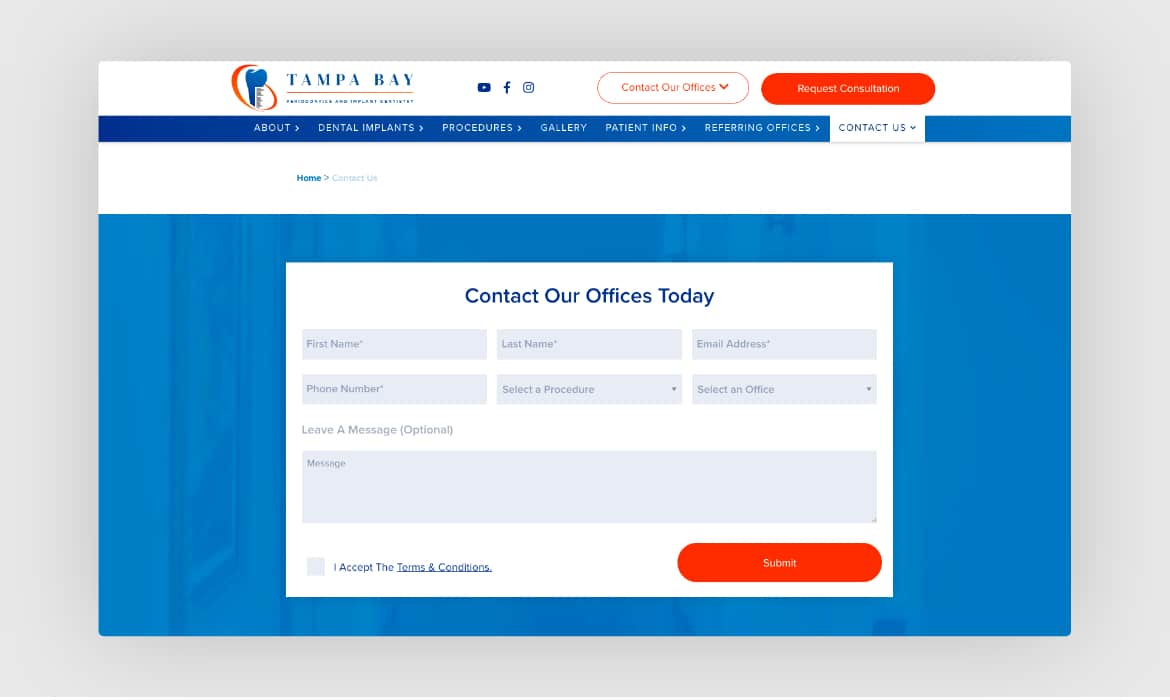 Tampa Bay Periodontics Contact Form